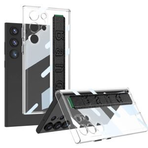 GKK Transparent Shock Proof Case Cover with Wristband for Samsung Galaxy S23 Ultra 5G
