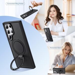 Magnetic Ring with Magsafe Scratch Proof Translucent Matte Kickstand Case