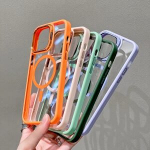 Luxury Clear Magsafe Case with Camera Lens Protector and Stand