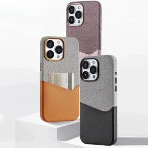 Stylish Fabric-Leather Design Case with a Built-in Card Holder