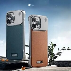iPhone 13 ,14,15 and 16 Pro Max Metal + Leather Frameless Design Bumper Case with MagSafe Compatibility