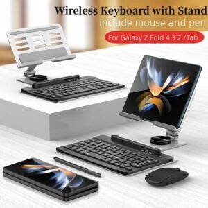 Samsung Galaxy Z Fold 4 3 2 Keyborad Holster Folding Stand With Wireless Keyboard, Mouse and Pen