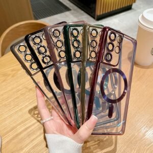 Luxury Electroplating Chrome Silicone Magnetic Case for Galaxy S22 Ultra
