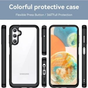 Unicorn Acrylic Clear Back Cover with Colored edges with Premium Screen Protector