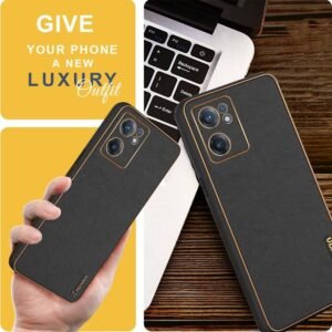 Leather Back Case Gold Edge Design Cover