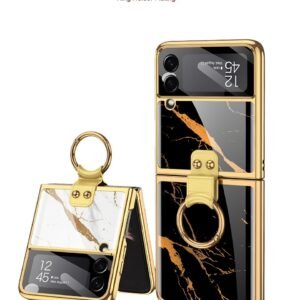 Ring holder Marble Case for Galaxy Z Flip3 and Z Flip 4