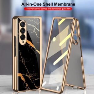 Premium Electroplated Marble Case with Screen Protector