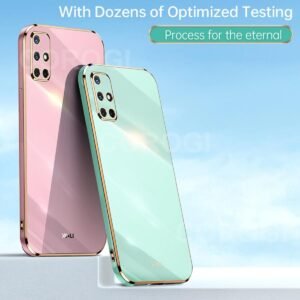 Gold Edge Design Slim Fit Phone Case Protective Cover Plus 6D Screen Protector