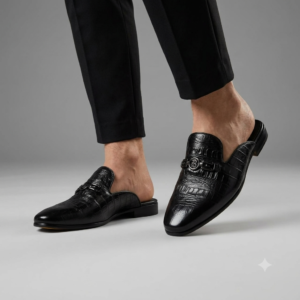 Premium Crocodile-embossed Leather mule Loafers.
