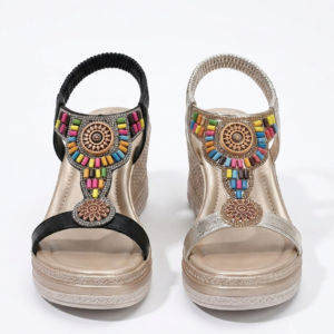 New Vintage Thick-Bottomed Ethnic Style Rhinestone Wedges