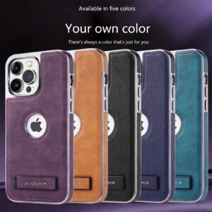 Premium Back Case Leather with stand and cutout Logo