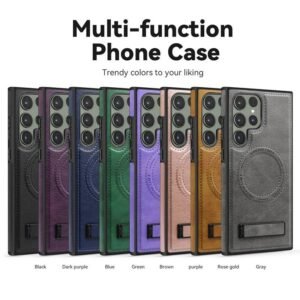 Premium Multi-function Leather-Style Phone Case with Magnetic Charging & Kickstand