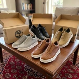T.L Embossed Leather Smart-Casual Sneakers Slip-On Design