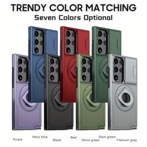 Magnetic Scratch-proof PC+TPU Phone Cover with Rotary Kickstand