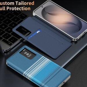 Samsung Galaxy S25 Ultra, S24 Ultra and S23 Ultra Smart-View Flip Gradient Color Checkered Pattern Wallet Case