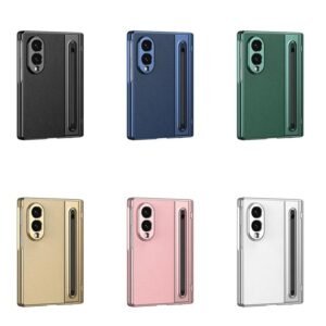 Samsung Galaxy Z Fold 8 Wide and Z Fold 8 Ultra Case Matte Metallic Coated Leather + PC Phone Case with Glass Film/Stylus