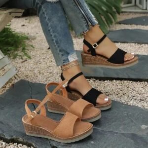 Lightweight Buckle Ankle Strap Summer Wedge Heels