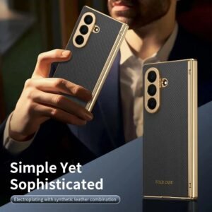 Classic Diamond-Patterned Electroplated Frame Hinge Protective Phone Case for Galaxy Z Fold 6